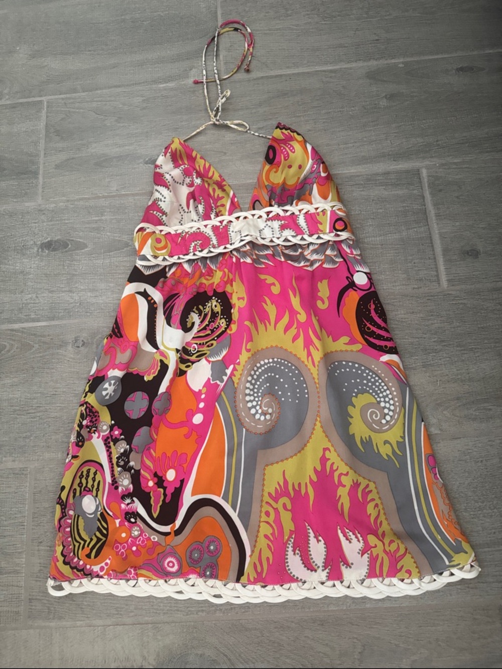 Alice & Trixie Halter Dress in Pink, Orange & Gray, lime green - Picture 4 of 11